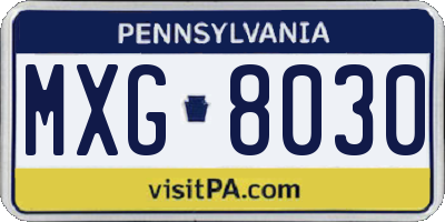 PA license plate MXG8030