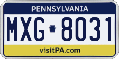 PA license plate MXG8031