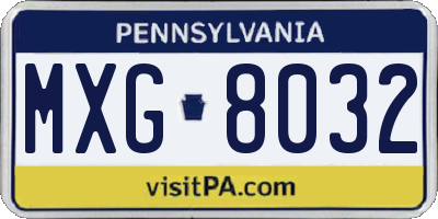PA license plate MXG8032