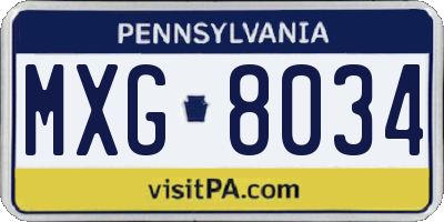 PA license plate MXG8034