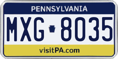 PA license plate MXG8035