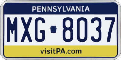 PA license plate MXG8037