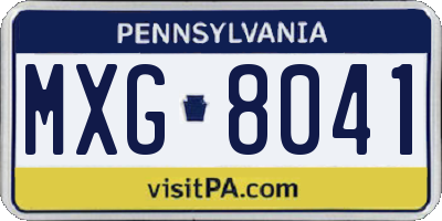 PA license plate MXG8041