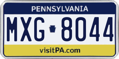 PA license plate MXG8044