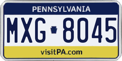 PA license plate MXG8045