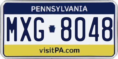 PA license plate MXG8048