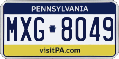 PA license plate MXG8049