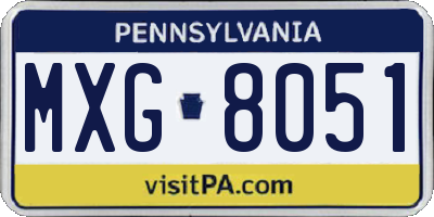 PA license plate MXG8051