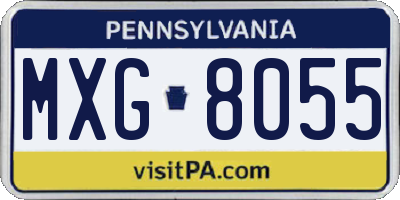 PA license plate MXG8055