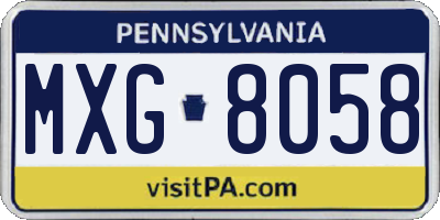 PA license plate MXG8058