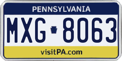 PA license plate MXG8063