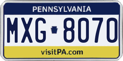 PA license plate MXG8070