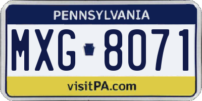 PA license plate MXG8071