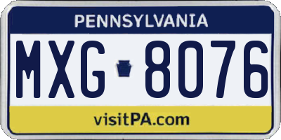 PA license plate MXG8076