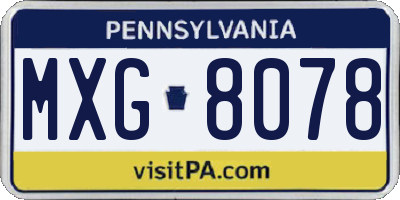 PA license plate MXG8078