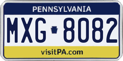 PA license plate MXG8082
