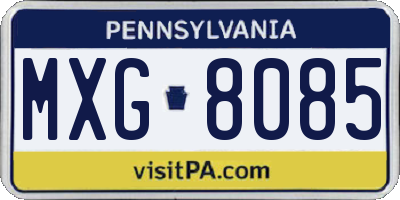 PA license plate MXG8085