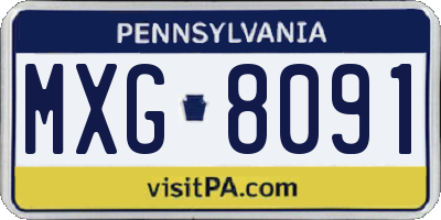 PA license plate MXG8091