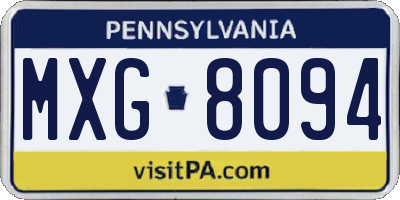 PA license plate MXG8094