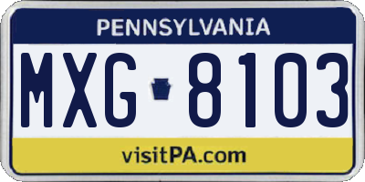 PA license plate MXG8103