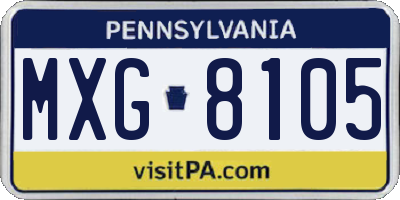 PA license plate MXG8105