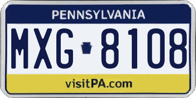 PA license plate MXG8108