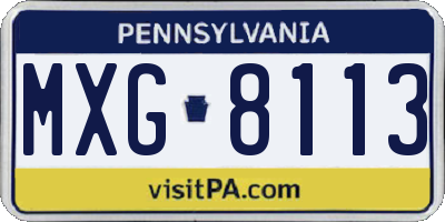 PA license plate MXG8113