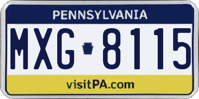PA license plate MXG8115