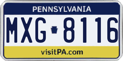 PA license plate MXG8116