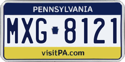 PA license plate MXG8121