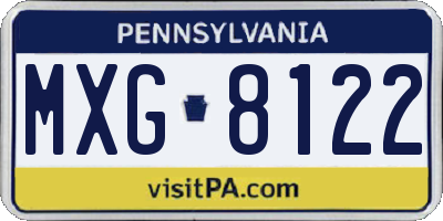PA license plate MXG8122
