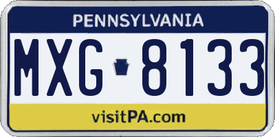 PA license plate MXG8133