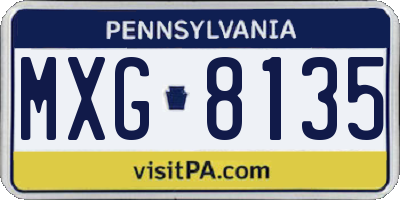 PA license plate MXG8135