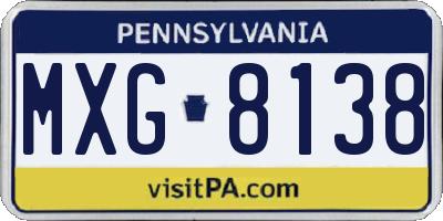 PA license plate MXG8138