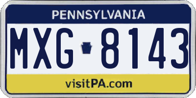 PA license plate MXG8143