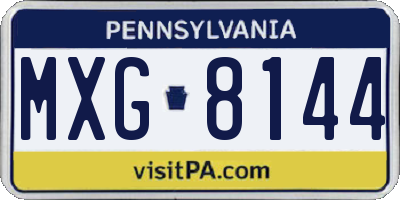 PA license plate MXG8144