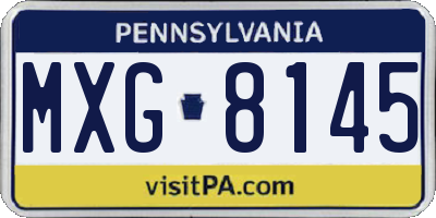 PA license plate MXG8145
