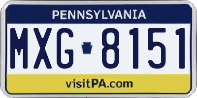PA license plate MXG8151