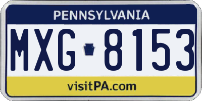 PA license plate MXG8153