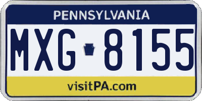 PA license plate MXG8155