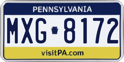 PA license plate MXG8172