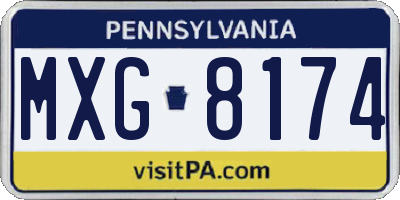 PA license plate MXG8174