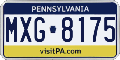 PA license plate MXG8175
