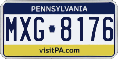 PA license plate MXG8176