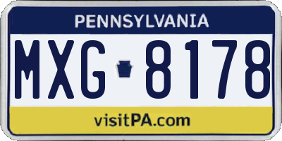 PA license plate MXG8178