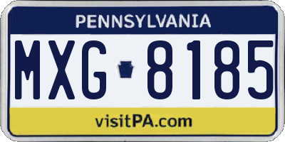 PA license plate MXG8185