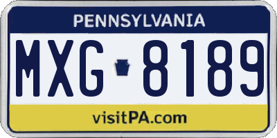 PA license plate MXG8189