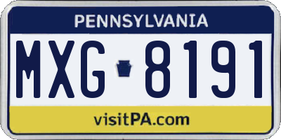 PA license plate MXG8191