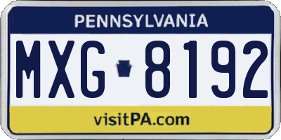 PA license plate MXG8192