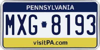 PA license plate MXG8193